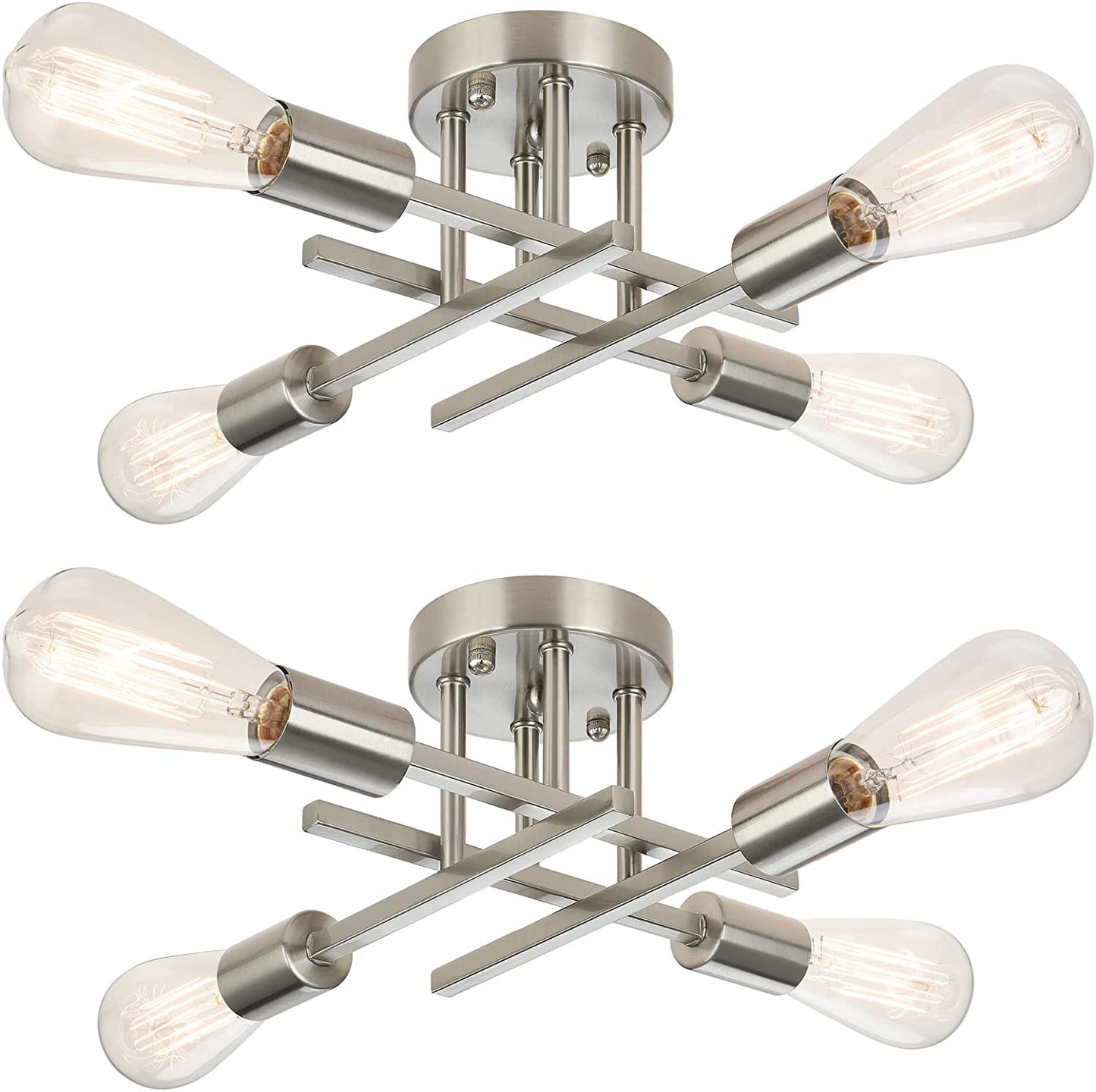 Industrial 4-Light Semi Flush Mount Ceiling Light Fixture, Modern Farmhouse Lighting Matte Black, Rustic Sputnik Chandelier Ceiling Lamp for Kitchen Bedroom Living Room Hallway, Bulbs Not Included Animals & Pet Supplies > Pet Supplies > Dog Supplies > Dog Apparel SunRider Silver 2 Count (Pack of 1) 