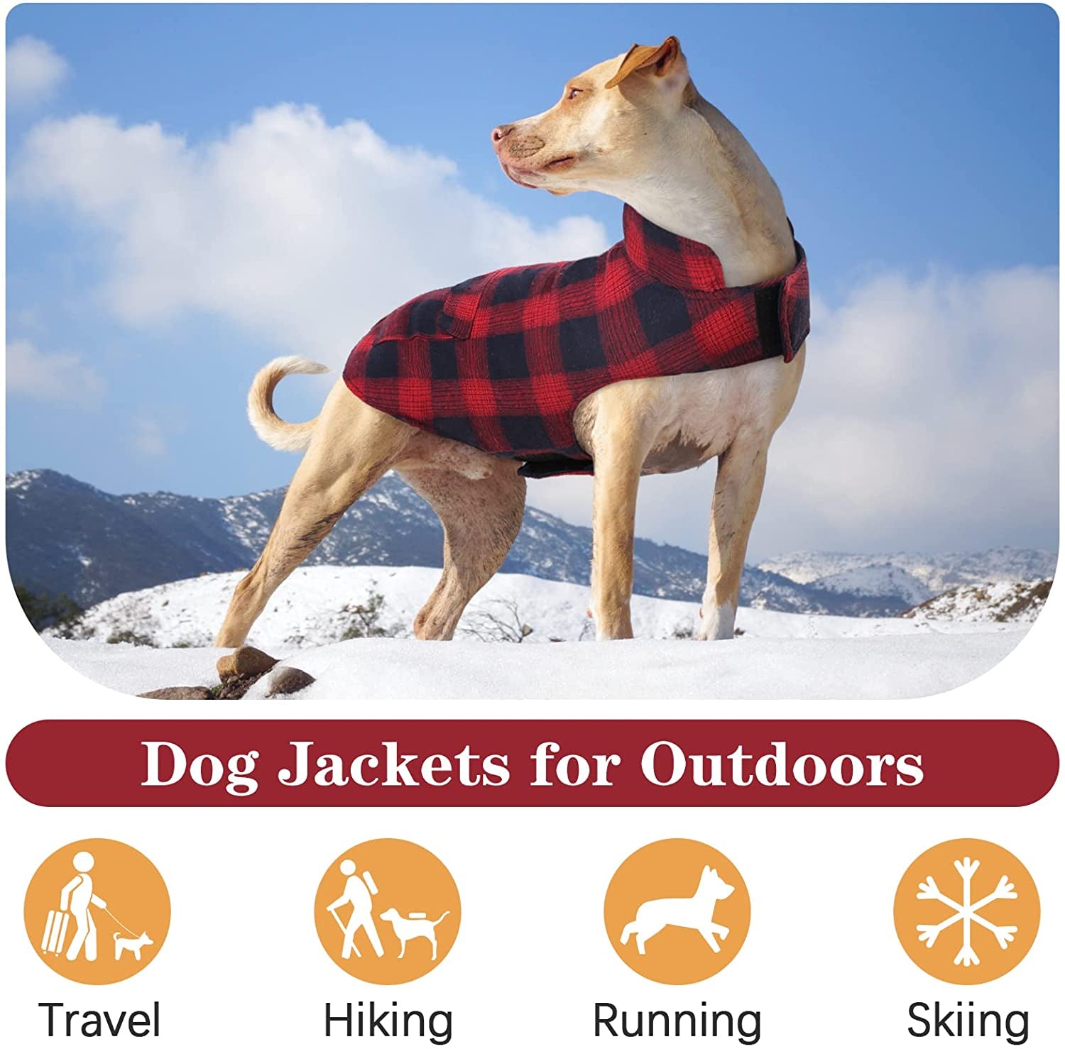 Kuoser Dog Winter Coat, Reversible Dog Jacket, Warm Dog Coat British Style Puppy Cold Weather Coat, Windproof Dog Clothes Dog Vest for Small Medium and Large Dogs Red M Animals & Pet Supplies > Pet Supplies > Dog Supplies > Dog Apparel Kuoser   