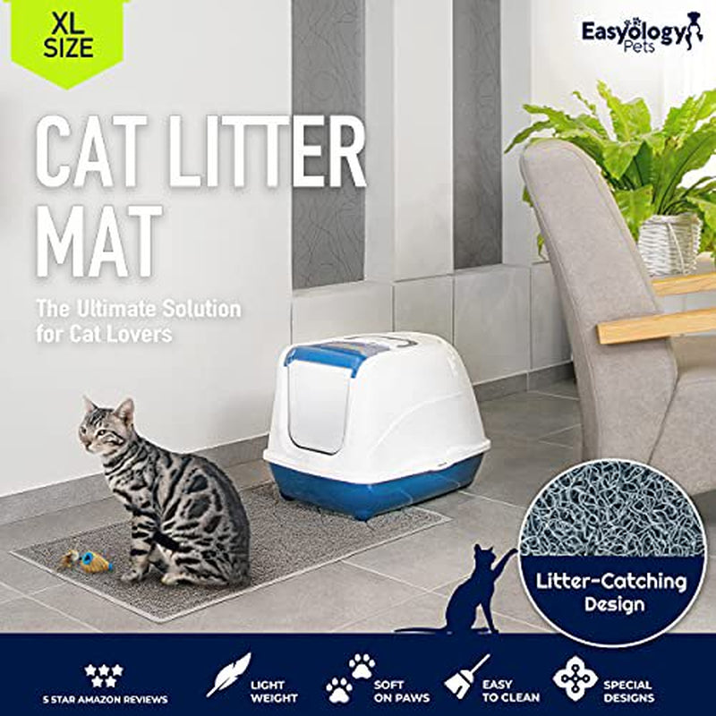 Large Trapping Cat Litter Mat 35" X 23", Keeps Floor Clean, Durable, Kitty Litter Box Mat with Scatter Control - Soft on Paws Rug Animals & Pet Supplies > Pet Supplies > Cat Supplies > Cat Litter Box Mats Easyology   