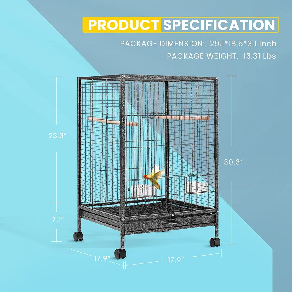 Khorne30 Inch Height Wrought Iron Bird Cage with Rolling Stand for Parrots Conure Lovebird Cockatiel Animals & Pet Supplies > Pet Supplies > Bird Supplies > Bird Cages & Stands Khorne-1   