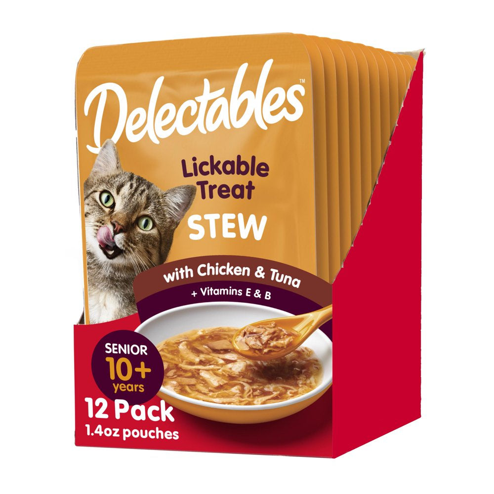 Hartz Delectables Stew Senior 15+ Chicken & Tuna Lickable Wet Cat Treat, 1.4Oz Pouch (12 Pack) Animals & Pet Supplies > Pet Supplies > Cat Supplies > Cat Treats Hartz Mountain Corp. Chicken & Tuna, 10+ 12 