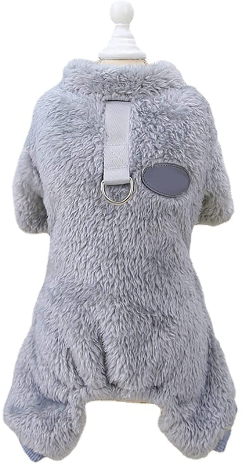 LELEBEAR Fleece Pet Elastic Jumpsuit with Pull Ring, Dog Pajamas for Small Dogs Cats, Warm Fleece Pet Dog Jumpsuit with Pull Ring Clothes Puppy Cat Coat Jacket Outfits (XXL, Grey) Animals & Pet Supplies > Pet Supplies > Dog Supplies > Dog Apparel LELEBEAR Grey XXL 