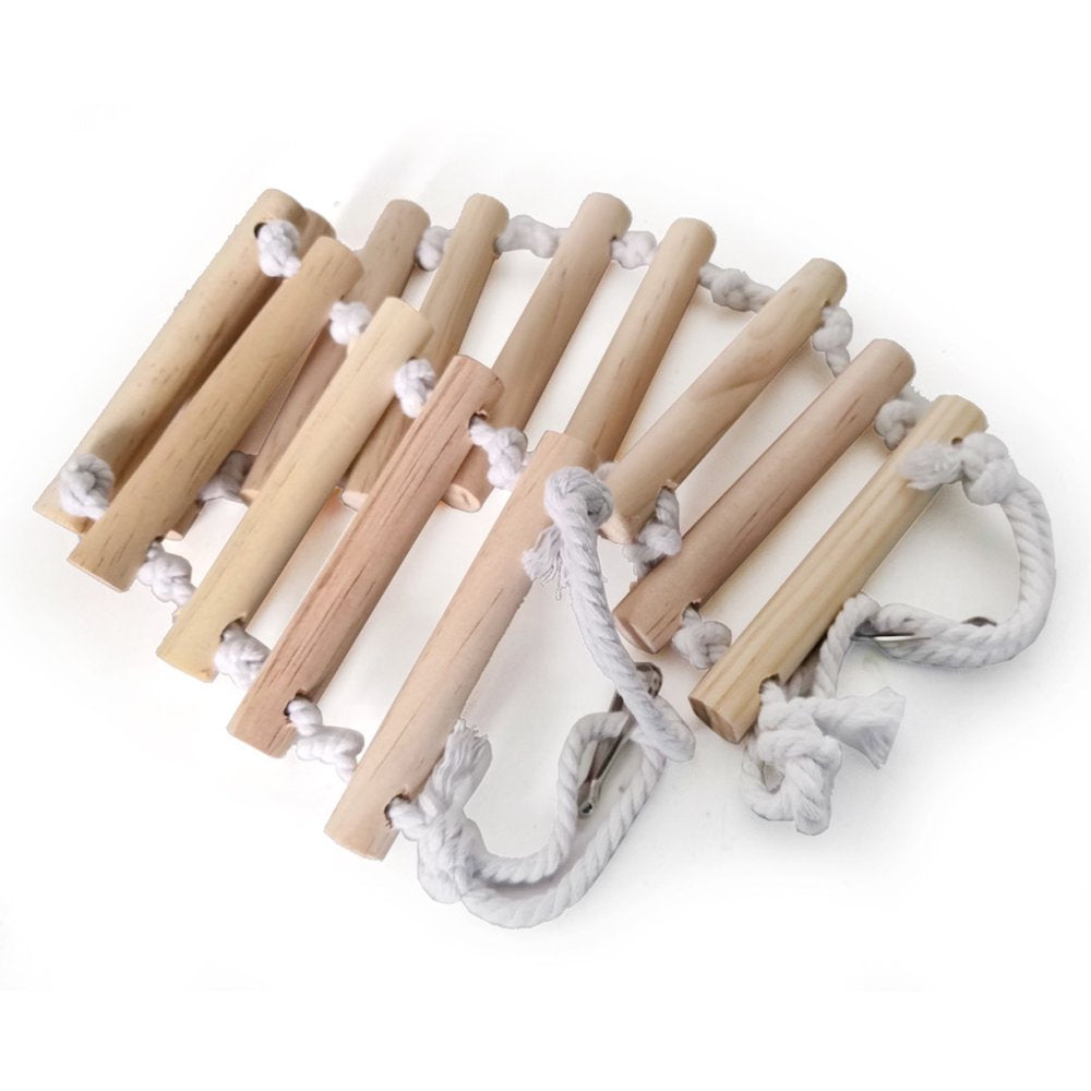 Parrot Ladder Swing Stand Rope Perch Toys for Small Birds Natural Wood Bridge Animals & Pet Supplies > Pet Supplies > Bird Supplies > Bird Ladders & Perches HOMSINO   