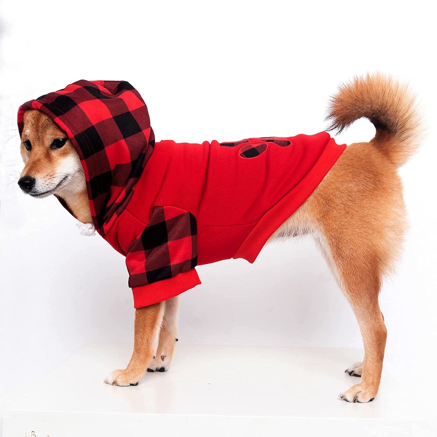 PUPTECK Plaid Dog Hoodie Pet Sweater Shirts Soft Comfortable Clothes with Hat Autumn Winter Apparel Animals & Pet Supplies > Pet Supplies > Dog Supplies > Dog Apparel PUPTECK   