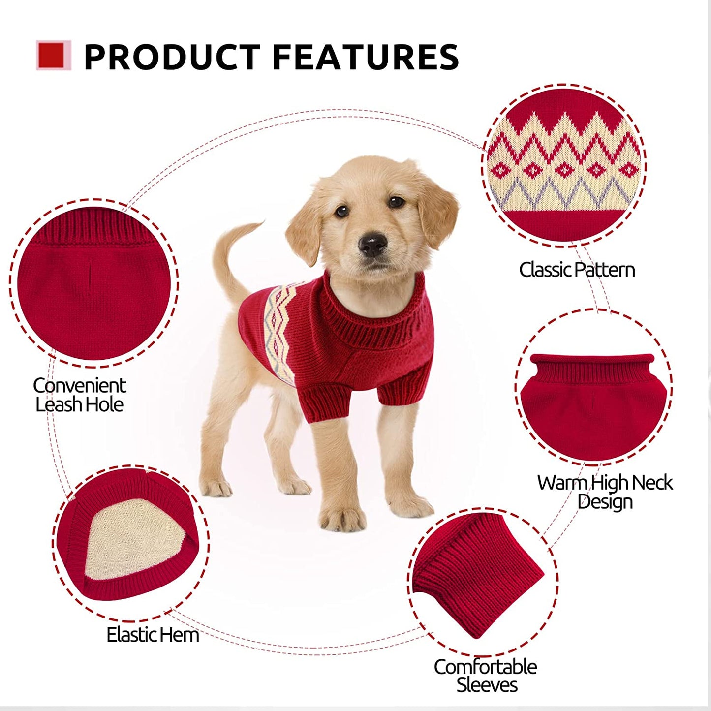 Queenmore Warm Dog Sweater, Soft Pet Knitwear, Knitted Pullover, Vlentines Day Gifts Winter Pet Clothes for Small Medium Dogs Cats Animals & Pet Supplies > Pet Supplies > Dog Supplies > Dog Apparel Queenmore   