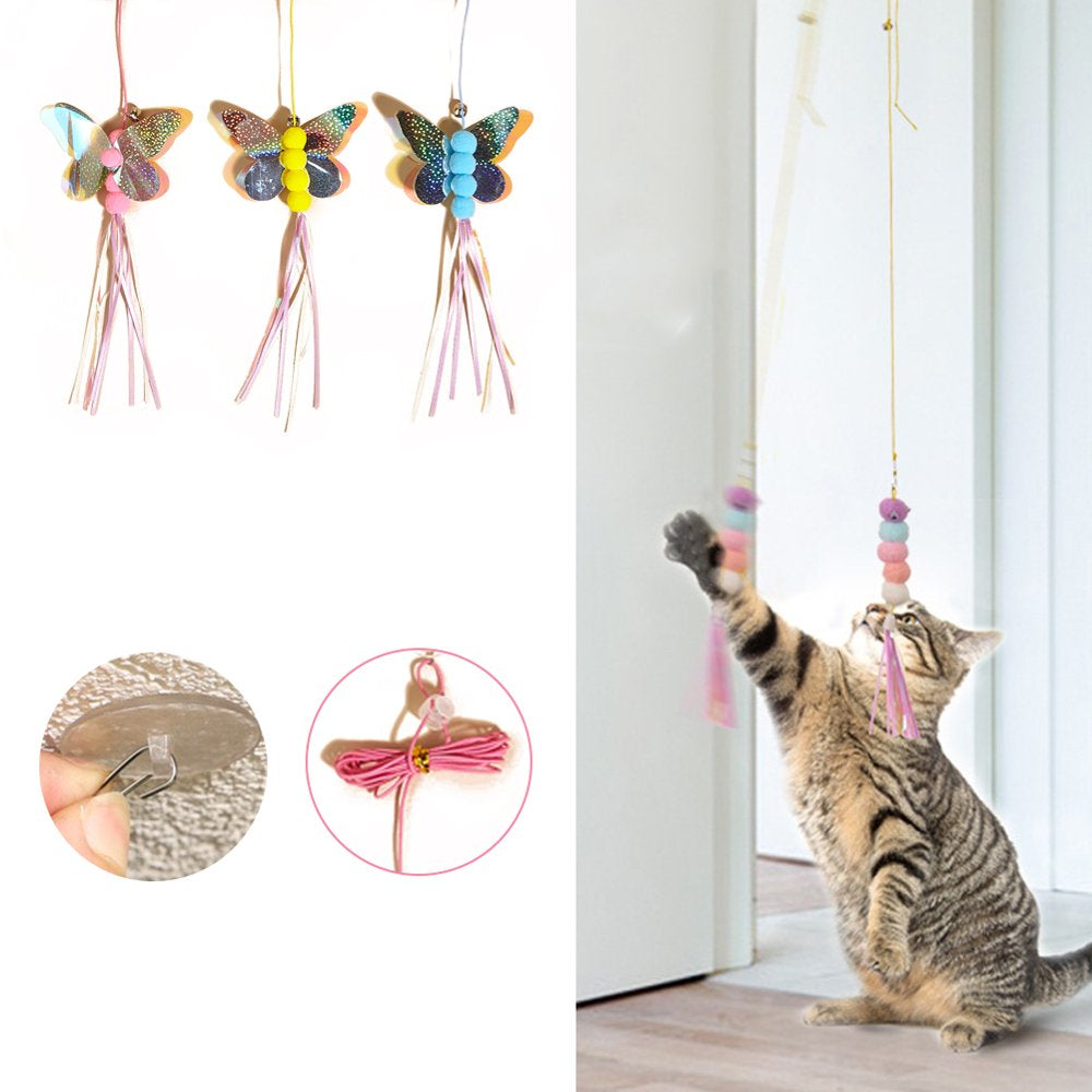 Feelers Cat Feather Toys, Interactive Hanging Cat Toy for Indoor Cats, Caterpillar & Felt Kitten, 2 PCS Animals & Pet Supplies > Pet Supplies > Cat Supplies > Cat Toys Feelers Type F(3PCS)  