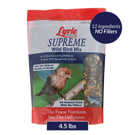 Lyric Supreme Wild Bird Seed - Wild Bird Food Mix with Nuts & Sunflower Seeds - 4.5 Lb. Bag Animals & Pet Supplies > Pet Supplies > Bird Supplies > Bird Food Lebanon Seaboard Corporation 4.5 lbs  