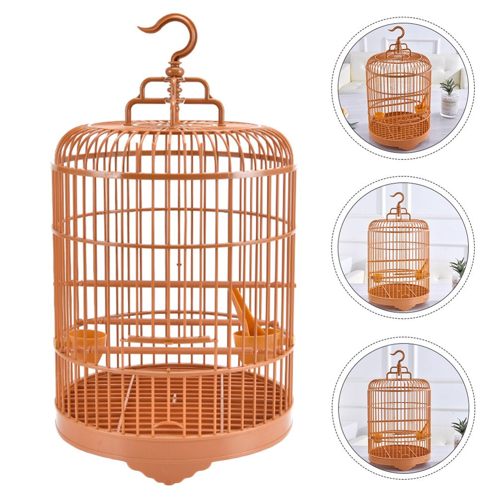 Etereauty Cage Bird round Cages Hanging Parakeet Parrot Small Stand Budgie Parakeets Plastic Birds Travel Decorative Birdcage