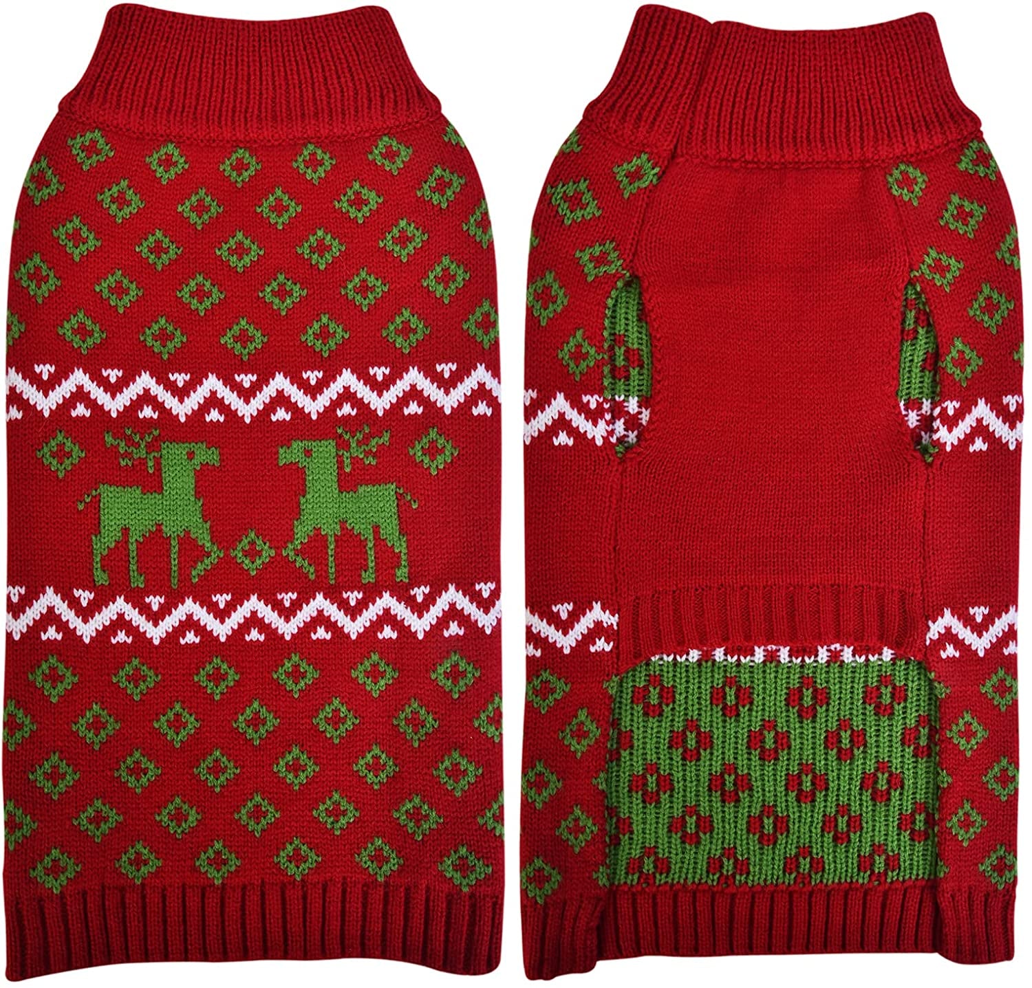 Luzpet New Year Christmas Dog Sweater with Cute Funny Reindeer Kintwear Chilly Ugly Thick Xmas Dog Sweater Matching Dog Costume Pullover for Extra Large Dogs (XXL, Red) Animals & Pet Supplies > Pet Supplies > Dog Supplies > Dog Apparel LuzPet Red Small 