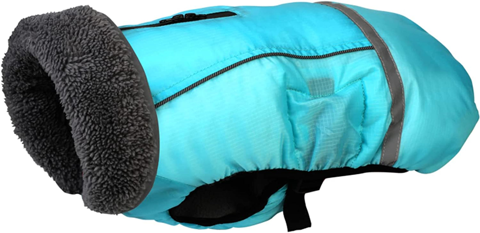 Doglay Dog Winter Coat with Thicken Furry Collar, Reflective Warm Pet Jacket Fleece Lining Waterproof Windproof Dog Clothes for Cold Weather, Soft Puppy Vest Apparel for Small Medium Large Dogs Animals & Pet Supplies > Pet Supplies > Dog Supplies > Dog Apparel Doglay Light Blue M(Chest : 15.75-23.6" , Back : 13") 