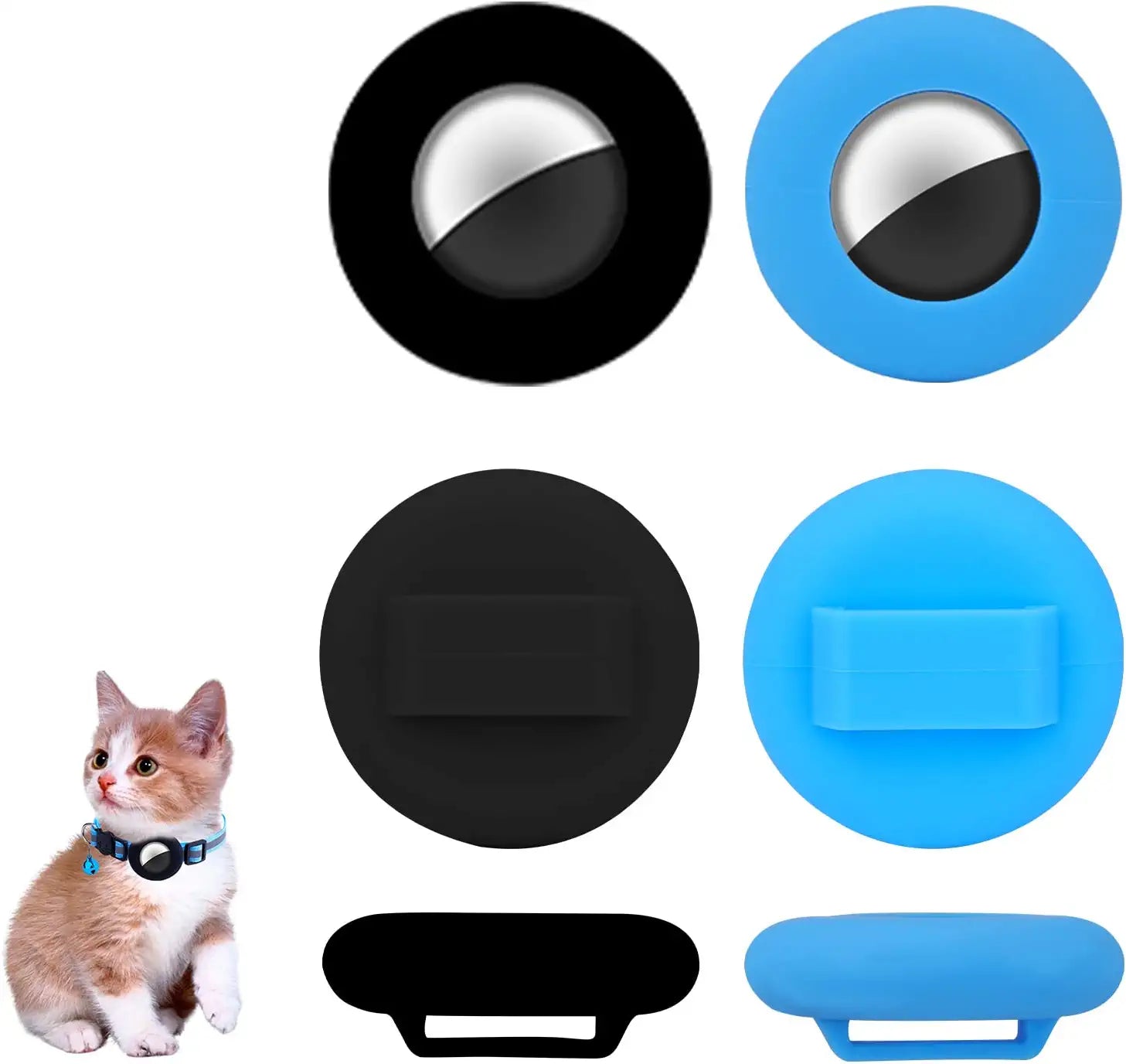 TOYMIS 2 Pcs Pet Collar Holders Compatible with Airtag, Silicone Cat Collar Holder Dog Collar Holder 3/8" Collar Tag Holders for Pets Dog Cat Children Elderly Bags