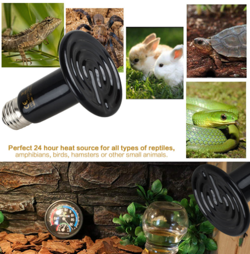 Merbary Ceramic Heat Emitter Reptile Heat Lamp Bulb No Light Emitting Brooder Coop Heater for Amphibian Pet & Incubating Chicken  Merbary   