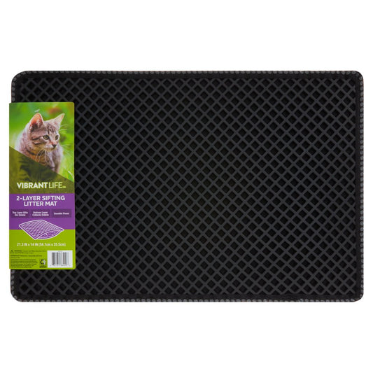 Vibrant Life 2-Layer Sifting Cat Litter Mat, Black, 21.3" X 14" Animals & Pet Supplies > Pet Supplies > Cat Supplies > Cat Litter Box Mats Wal-Mart Stores, Inc.   