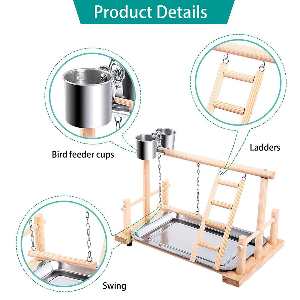 Tiabiaya Parrot Playpen Bird Perch Playstand Parrot Playground Gym Wood Ladder Swing Climbing Animals & Pet Supplies > Pet Supplies > Bird Supplies > Bird Gyms & Playstands Tiabiaya   