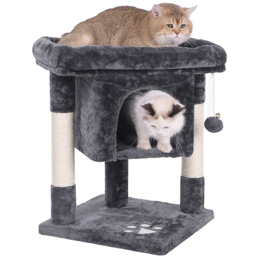 BEWISHOME Cat Tree Cat House Cat Condo with Sisal Scratching Posts, Plush Perch, Cat Tower Furniture Cat Bed Kitty Activity Center Kitten Play House MMJ08B Animals & Pet Supplies > Pet Supplies > Cat Supplies > Cat Furniture BEWISHOME Smoky Gray  