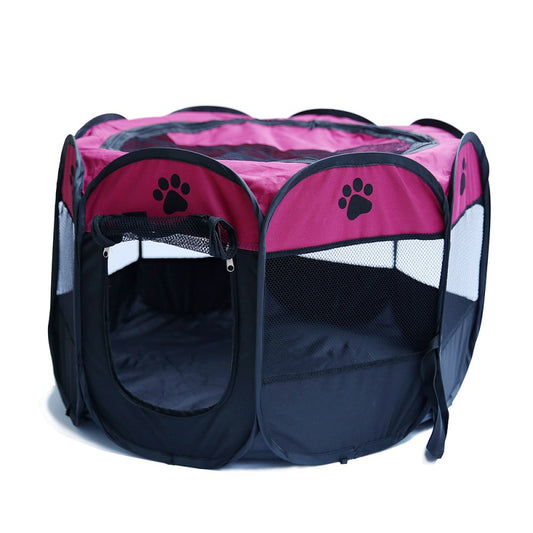 Left Wind Portable Collapsible Octagonal Pet Tent Dog House Outdoor Breathable Tent Kennel Fence for Large Dogs Animals & Pet Supplies > Pet Supplies > Dog Supplies > Dog Houses The Hillman Group S Rose Red 