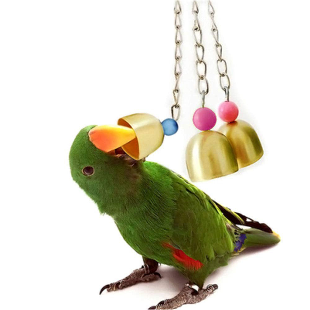UDIYO 7Pcs Wooden Beads Bell Swing Ladder Bird Parakeet Hanging Perch Parrot Pet Toy