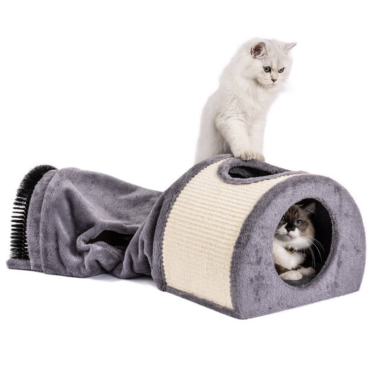 Cat Tunnel Bed Inlife Cat Scratching Bed with Self Groomer Massager Plush Balls Collapsible for Indoor Cats Animals & Pet Supplies > Pet Supplies > Cat Supplies > Cat Beds Inlife   