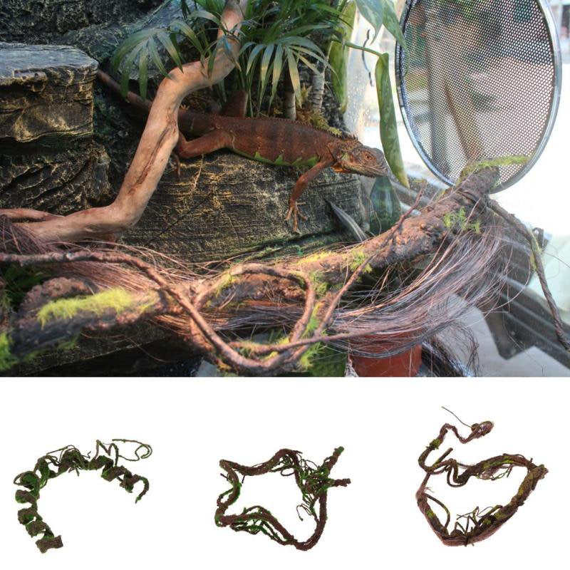 Reptile Terrarium Artificial Plant Leaves Vines Amphibian Lizard Habitat - as Shown, S