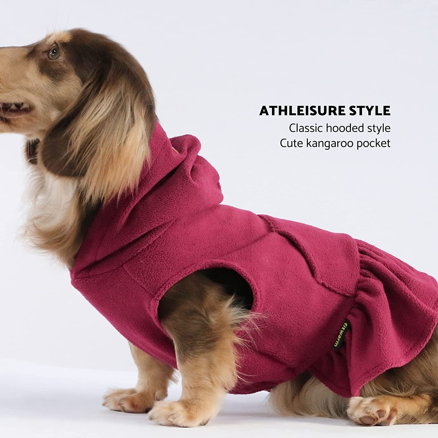 Fitwarm Fleece Dog Hoodie Dress, Vest Sweaters, Dog Clothes for Small Dogs Girl, Thermal Cat Apparel, Burgundy Red, Medium Animals & Pet Supplies > Pet Supplies > Dog Supplies > Dog Apparel Fitwarm   