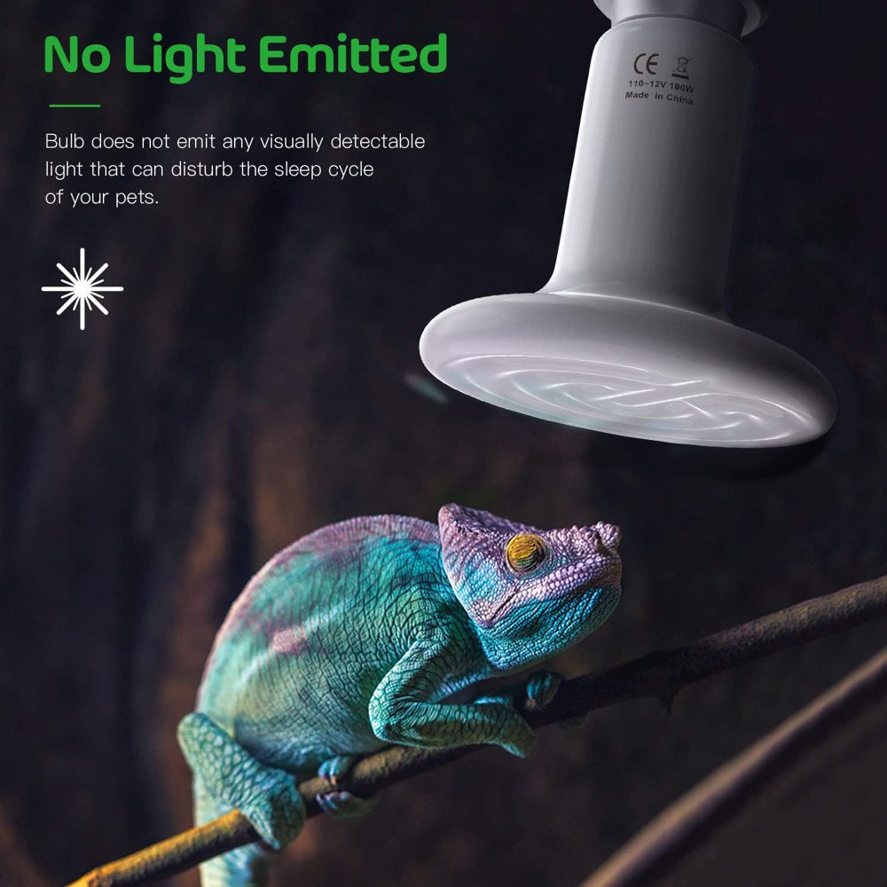 Simple Deluxe 100W Ceramic Heat Emitter Reptile Heat Lamp Bulb No Light Emitting Brooder Coop Heater for Amphibian Pet & Incubating Chicken, White  Simple Deluxe   