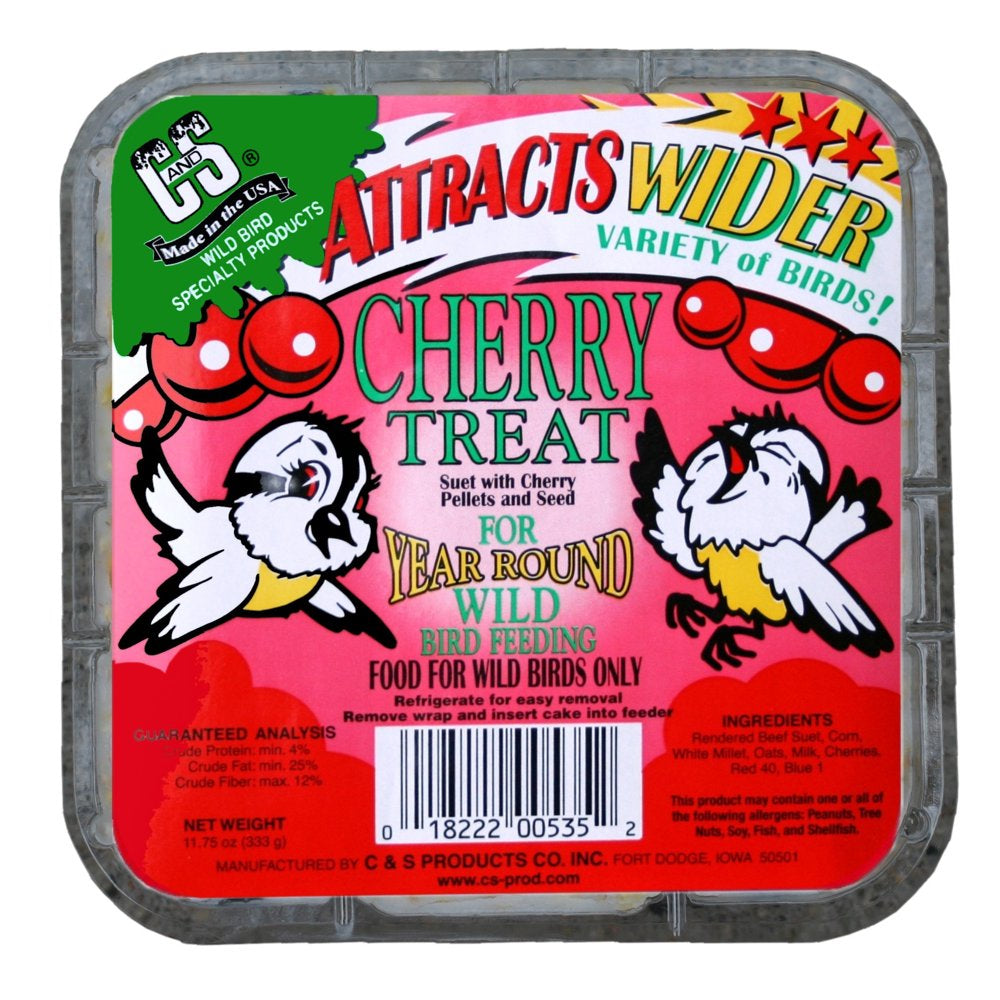 C&S Cherry Suet Treat, 11.75 Oz Cake, Wild Bird Food Animals & Pet Supplies > Pet Supplies > Bird Supplies > Bird Treats Central Garden and Pet   