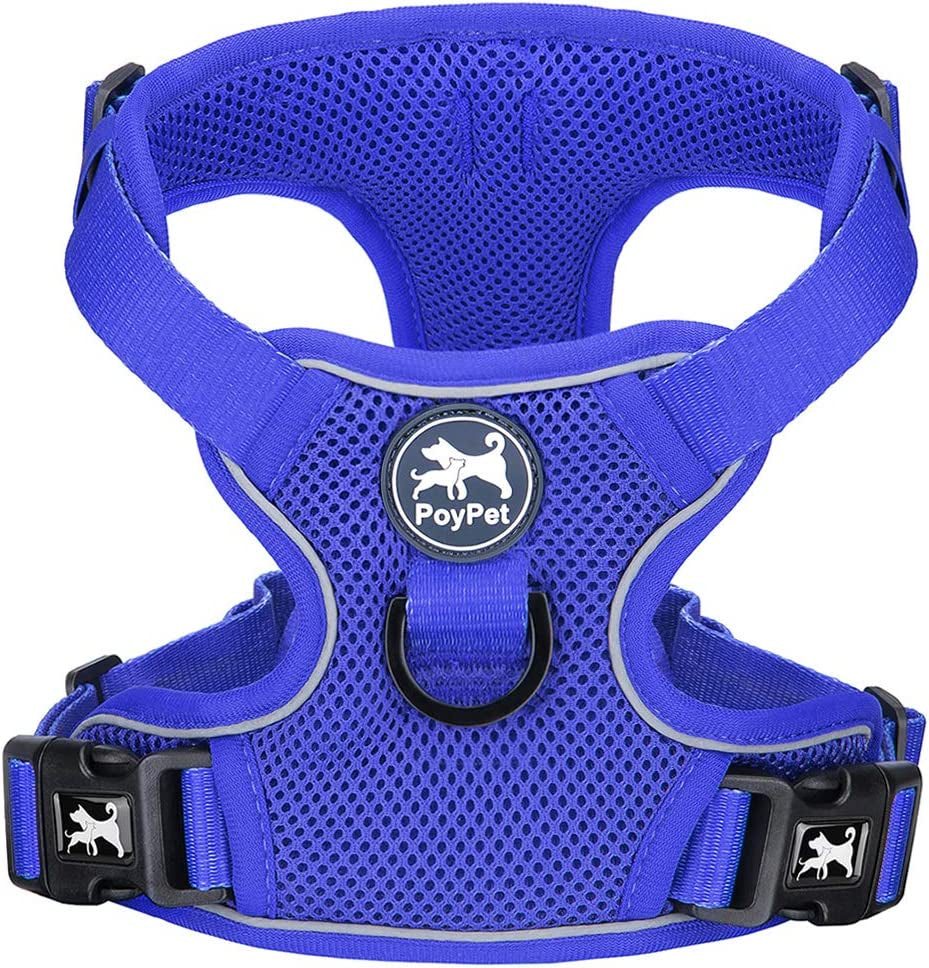 Poypet Reflective Soft Breathable Mesh Dog Harness Choke-Free Double Padded Vest with Adjustable Neck and Chest(Military Green,M) Animals & Pet Supplies > Pet Supplies > Dog Supplies > Dog Apparel PoyPet Royal Blue XS 