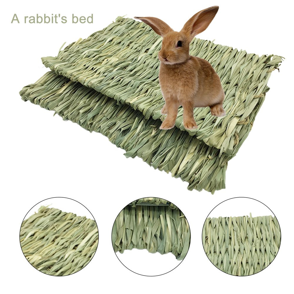 SPRING PARK 2Pack Grass Mat Woven Bed Mat for Small Animal Bunny Bedding Nest Chew Toy Bed Play Toy for Guinea Pig Parrot Rabbit Bunny Hamster Rat Animals & Pet Supplies > Pet Supplies > Small Animal Supplies > Small Animal Bedding SPRING PARK   