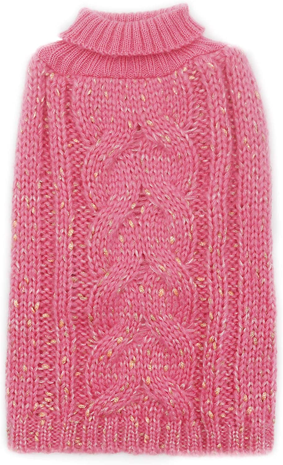 KYEESE Dog Sweaters Turtleneck Beige Small Dog Sweater Knitwear Pullover Warm Pet Sweater with Golden Yarn Decors Animals & Pet Supplies > Pet Supplies > Dog Supplies > Dog Apparel kyeese Pink Medium 