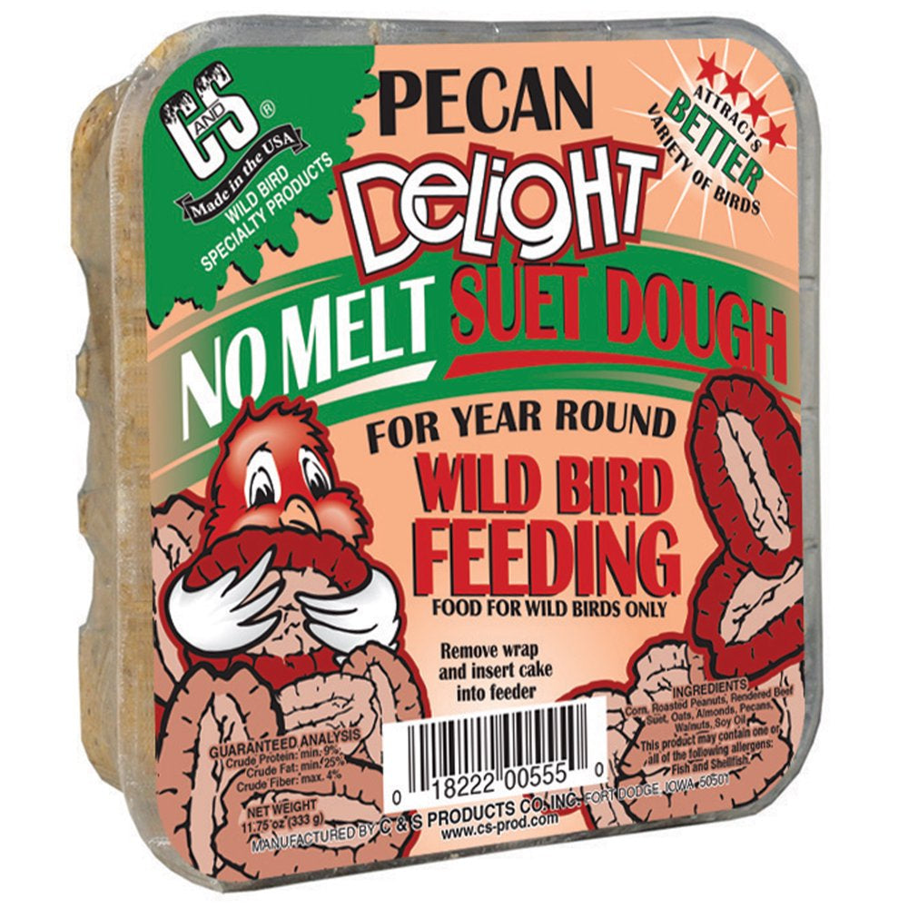 C&S Pecan Delight No Melt Suet Dough, 11.75 Oz, Wild Bird Food, 12 Pack Animals & Pet Supplies > Pet Supplies > Bird Supplies > Bird Treats C&S Products Company   