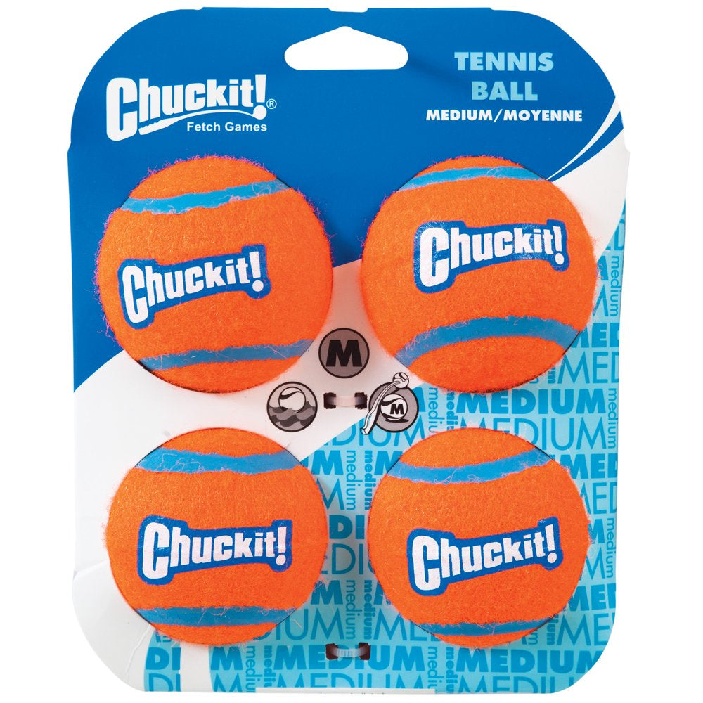 Chuckit! Durable Tennis Ball Dog Toy, Medium, 4 Count Animals & Pet Supplies > Pet Supplies > Dog Supplies > Dog Toys Doskocil Manufacturing Co Inc   