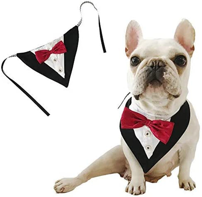 Feimax Dog Bandana Pet Triangle Bibs Scarfs Reversible Adjustable Collar Gentleman Bow Tie Suit Novelty Bandanas Dogs Neckerchief Fashion Wedding Dress Kerchief for Puppy and Cat (Red) Animals & Pet Supplies > Pet Supplies > Dog Supplies > Dog Apparel FEimaX Red  