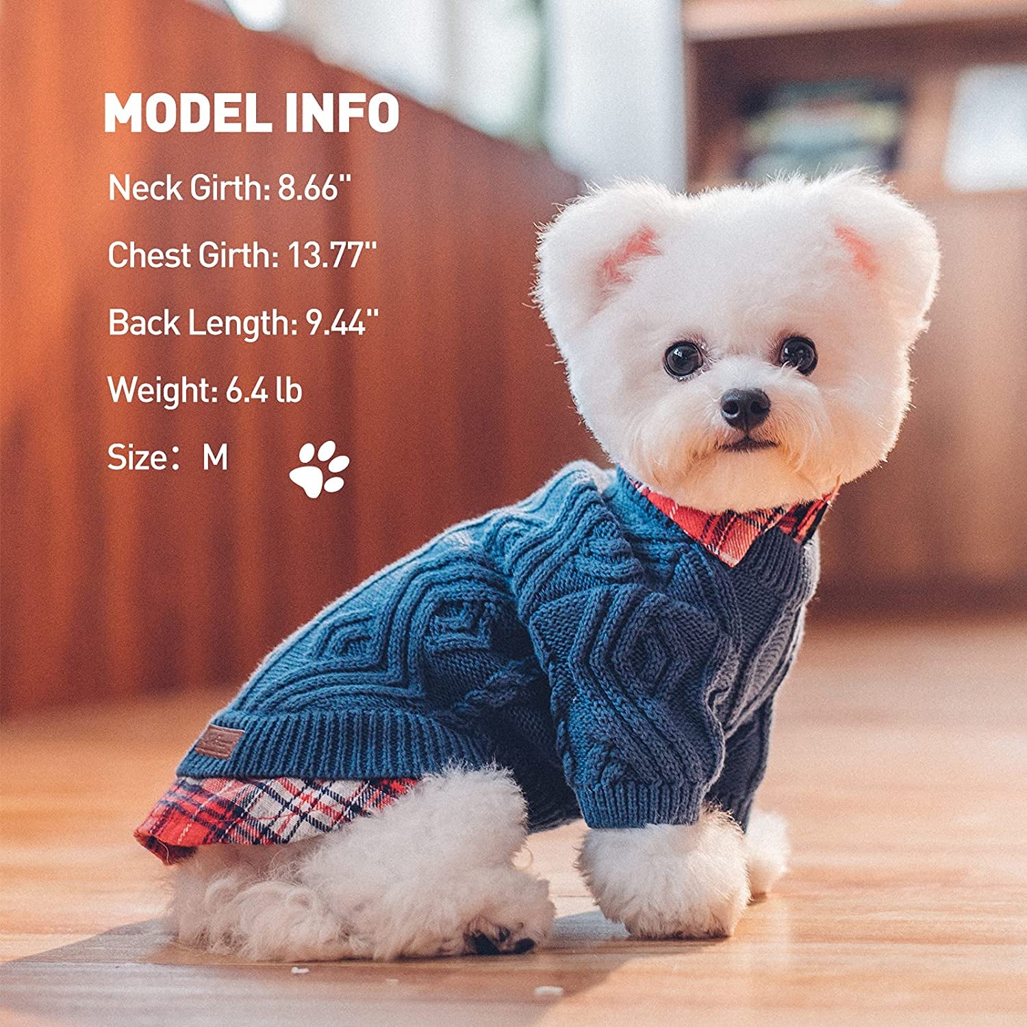 ISPET Classic Pet Dog Sweaters - Patchwork Knitted Dogs Sweatshirt Warm Cats Plaid Winter Clothes for Small Dogs Cold Days Wearing, Navy Blue Medium Animals & Pet Supplies > Pet Supplies > Dog Supplies > Dog Apparel IS PET DESIGNER PETWEAR   