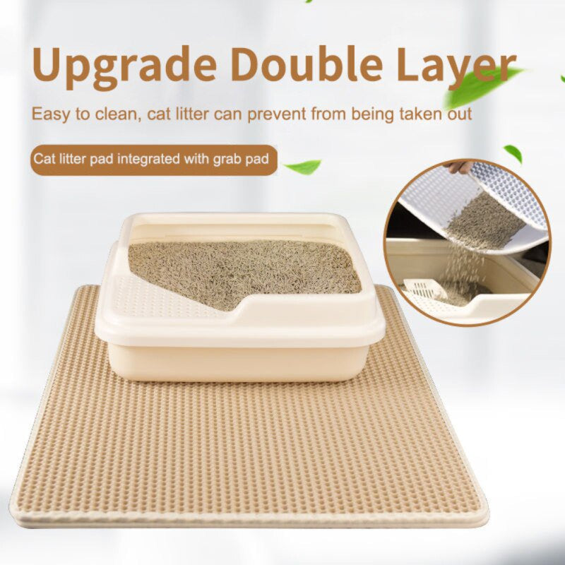 Pet Cat Litter Mat Waterproof EVA Double Layer Cat Litter Trapping Pet Litter Box Mat Clean Pad Products for Cats Accessories Animals & Pet Supplies > Pet Supplies > Cat Supplies > Cat Litter Box Mats DCKDIO   