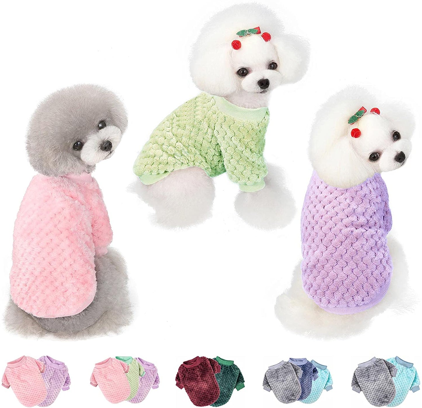 Dog Sweater, 3 Pack Dog Sweaters for Small Medium Dogs or Cat, Warm Soft Flannel Pet Clothes for Dogs Girl or Boy, Dog Shirt Coat Jacket (Small, Pink+Purple+Light Green) Animals & Pet Supplies > Pet Supplies > Dog Supplies > Dog Apparel POMIU Pink+Purple+Light Green Small 