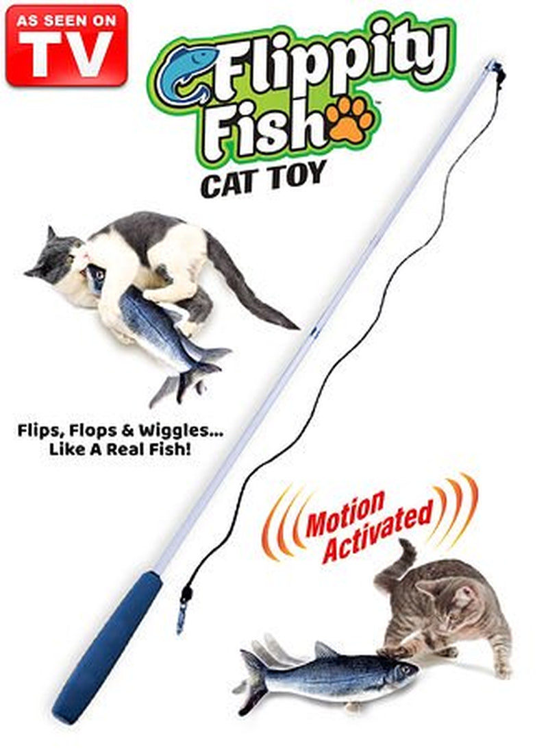 Flippity Fish Cat Toy, Interactive Cat Toy, Flips, Flops & Wiggles like a Real Fish, Motion Activated, Cat Fun, Exercise for Cats, Includes Catnip, Helps Stop Clawing & Scratching, Animal Toys Animals & Pet Supplies > Pet Supplies > Cat Supplies > Cat Toys As Seen on TV   