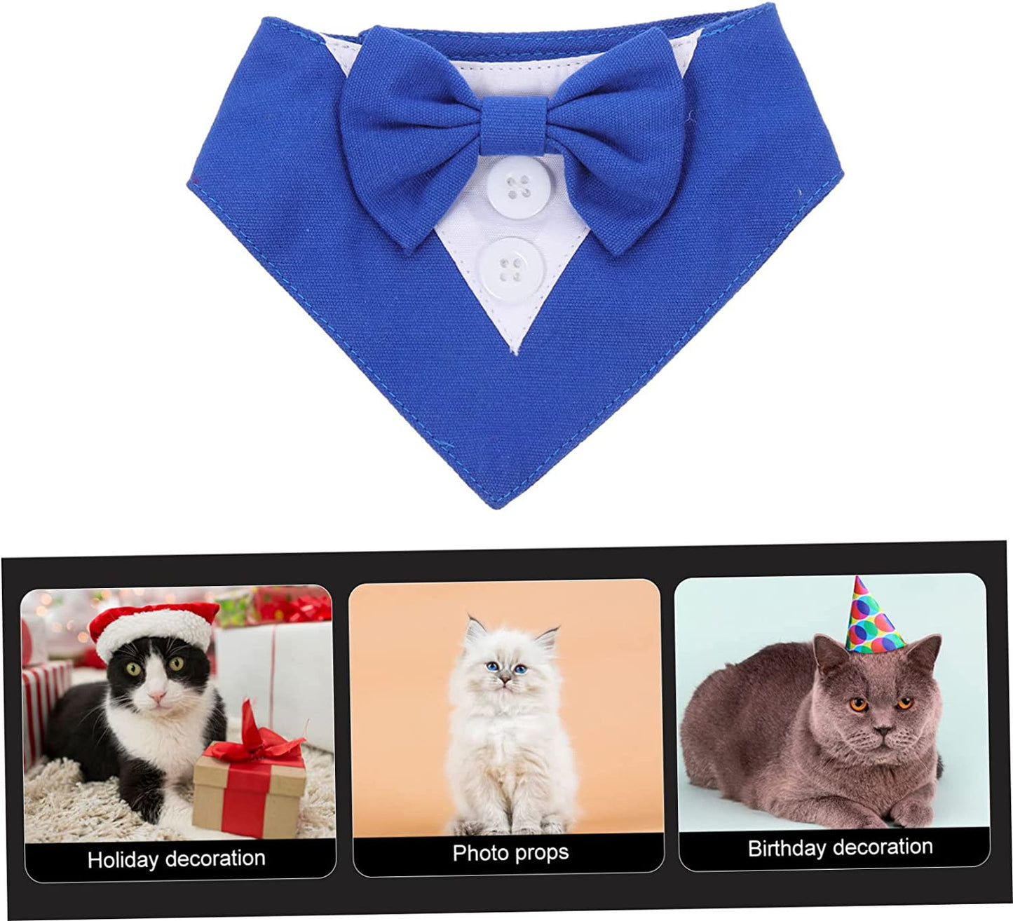 Balacoo 4Pcs Decor Neck Tuxedo Collar Pet Bib Blue Formal Costume Suit Accessory with Puppy Cat Neckerchief Cosplay Medium Neckwear Party Tie Towel Adjustable Bow Dog Saliva Large Xs Animals & Pet Supplies > Pet Supplies > Dog Supplies > Dog Apparel Balacoo   