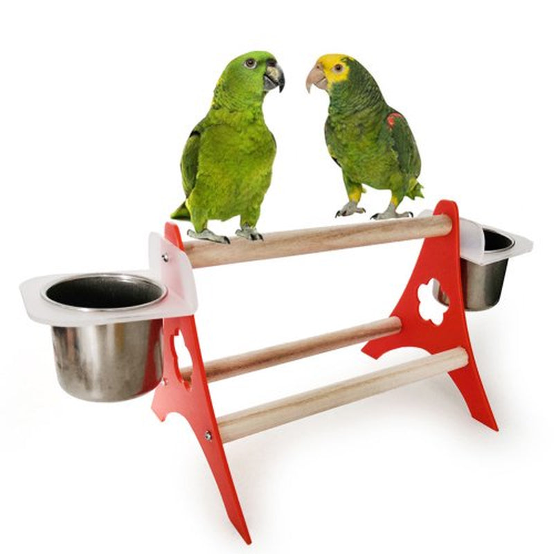 Cheers.Us Bird Playground Parrot Playstand Bird,Platform Playground Wood Tripod Perch Gym Feeder Cups Toys,Perch Gym Playpen Ladder with Feeder Cups Toys Animals & Pet Supplies > Pet Supplies > Bird Supplies > Bird Gyms & Playstands Cheers.US   