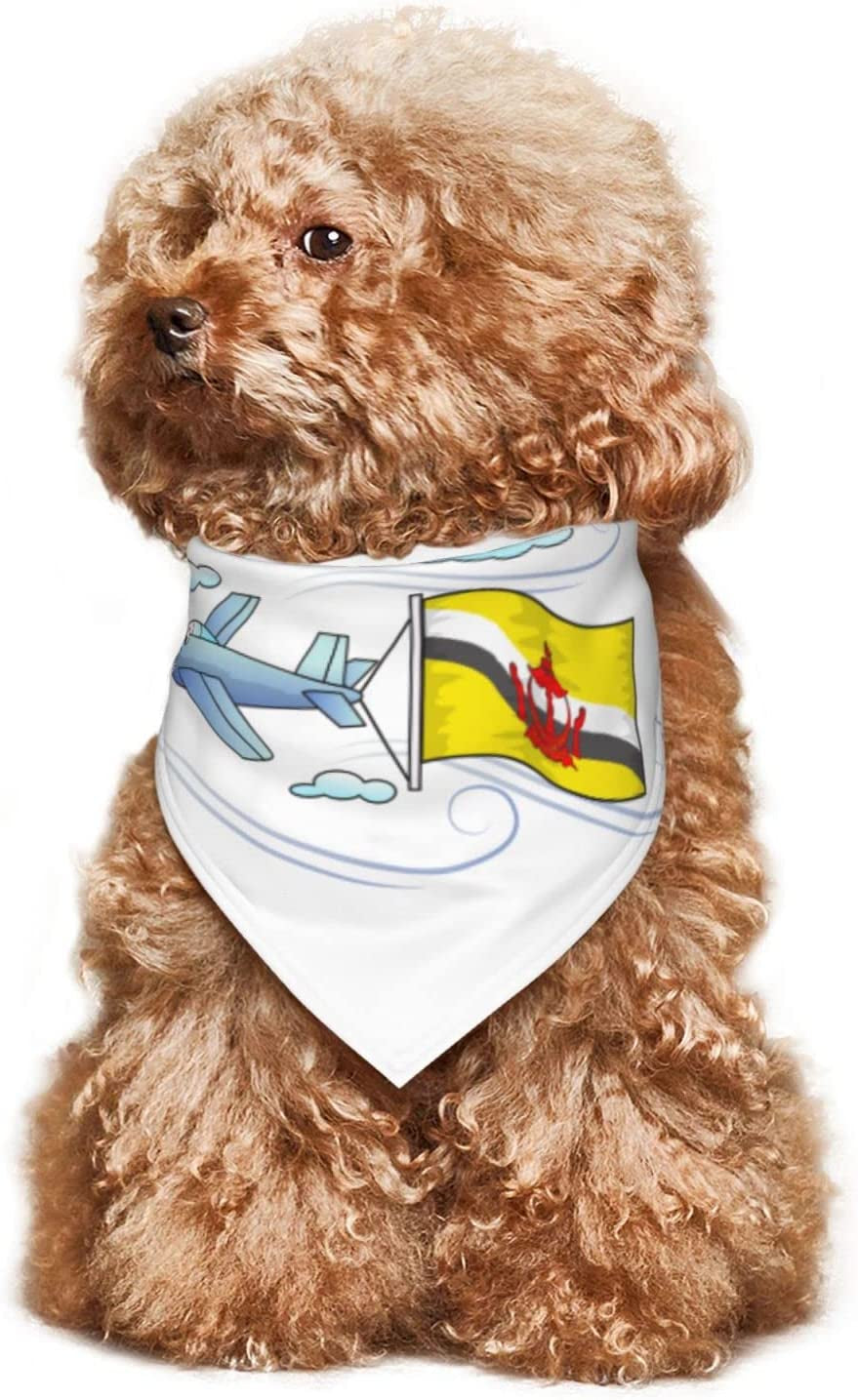 Airplane with Flag Brunei Pet Dog and Cat Decorative Triangle Scarf,Dog Bandana,Breathable and Stain Resistant. Animals & Pet Supplies > Pet Supplies > Dog Supplies > Dog Apparel ZALTAS   