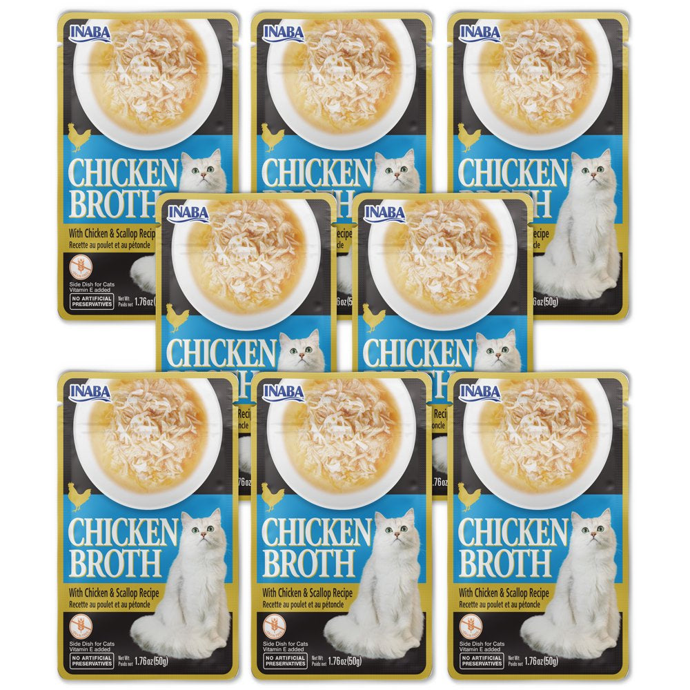 INABA Chicken Broth Complement/Topper/Treat for Cats, Eight 1.76 Oz Pouches, Chicken Animals & Pet Supplies > Pet Supplies > Cat Supplies > Cat Treats INABA Foods (USA) Inc Chicken and Scallop Recipe  