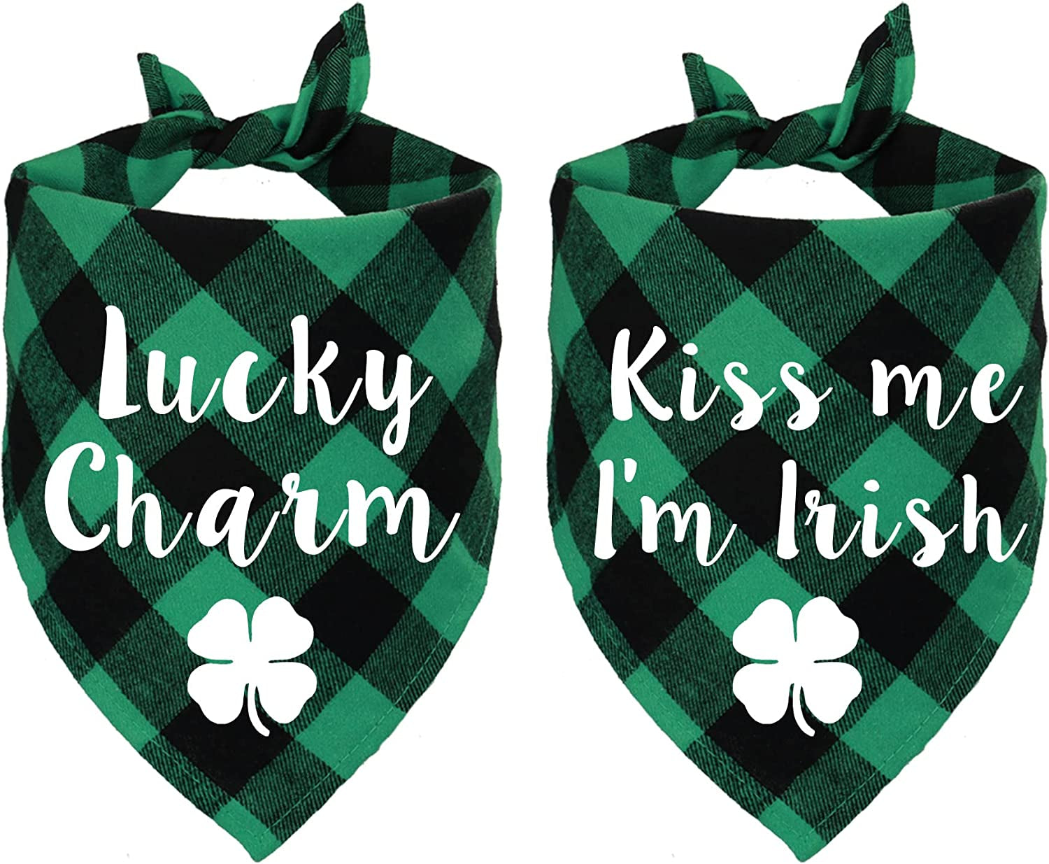 STMK 2 Pack St. Patrick'S Day Dog Bandanas, Holiday Plaid Dog Puppy Bandana for Dog Puppy St. Patrick'S Day Holiday Party Decorations Animals & Pet Supplies > Pet Supplies > Dog Supplies > Dog Apparel STMK   