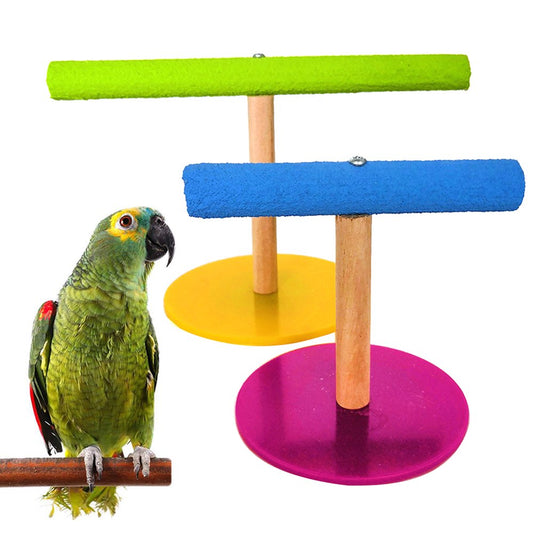Shangqer Wooden Pet Bird Parrot Cage Training Stand Perch Play Gym Budgie Parakeet Toy