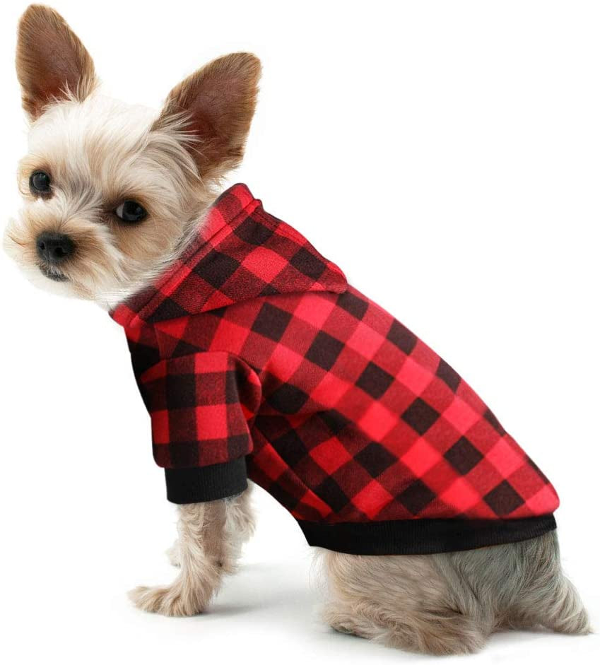 Plaid Dog Hoodie Sweatshirt Sweater for Small Dogs Cat Puppy Clothes Coat Warm and Soft(S) Animals & Pet Supplies > Pet Supplies > Dog Supplies > Dog Apparel Blaoicni S  