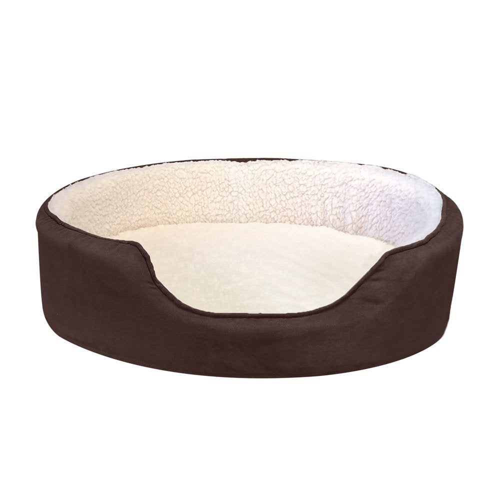 Furhaven | Orthopedic Faux Sheepskin & Suede Oval Pet Bed for Dogs & Cats, Espresso, Medium Animals & Pet Supplies > Pet Supplies > Cat Supplies > Cat Beds FurHaven Pet   