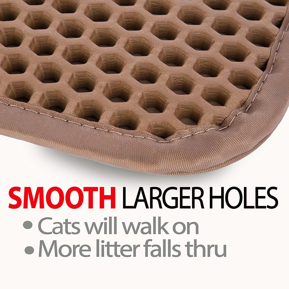 Jumbo Size Cat Litter Trapper by Iprimio - Litter Mat, EZ Clean Cat Mat, Litter Box Mat Water Proof Layer and Puppy Pad Option. Patented (32"X30" Brown)