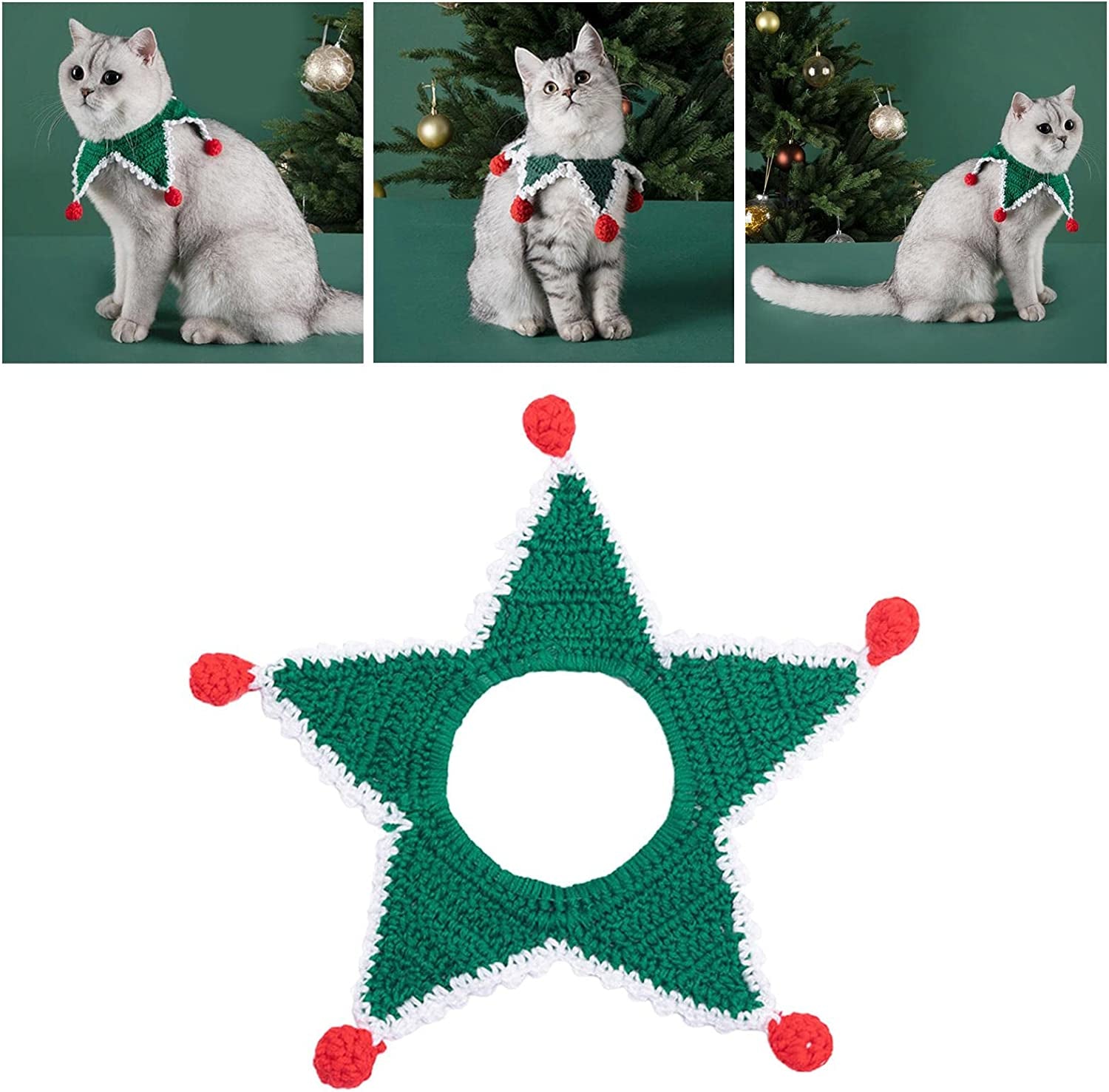 ＫＬＫＣＭＳ Cat and Dog Costume Premium Hand Made Knitted Wool Pet Scarf Puppy Small Dogs and Cats Universal Adjustable Bib Pets Supplies for Christmas, Green2 Animals & Pet Supplies > Pet Supplies > Dog Supplies > Dog Apparel ＫＬＫＣＭＳ   