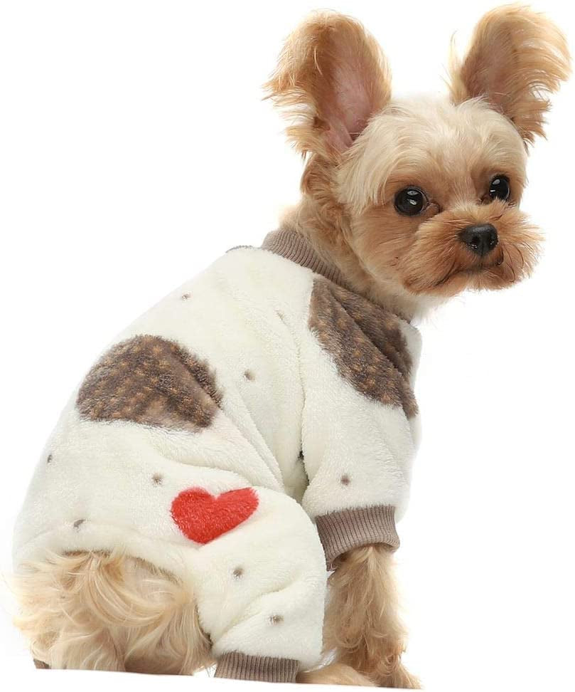 Fitwarm Glasses Reindeer Dog Christmas Outfit Holiday Dog Pajamas Thick Velvet Doggie Coat Puppy Winter Sweater Doggy Soft PJS Pet Cold Weather Clothes Cat Jumpsuits Black Large Animals & Pet Supplies > Pet Supplies > Dog Supplies > Dog Apparel Fitwarm Cream White Medium 