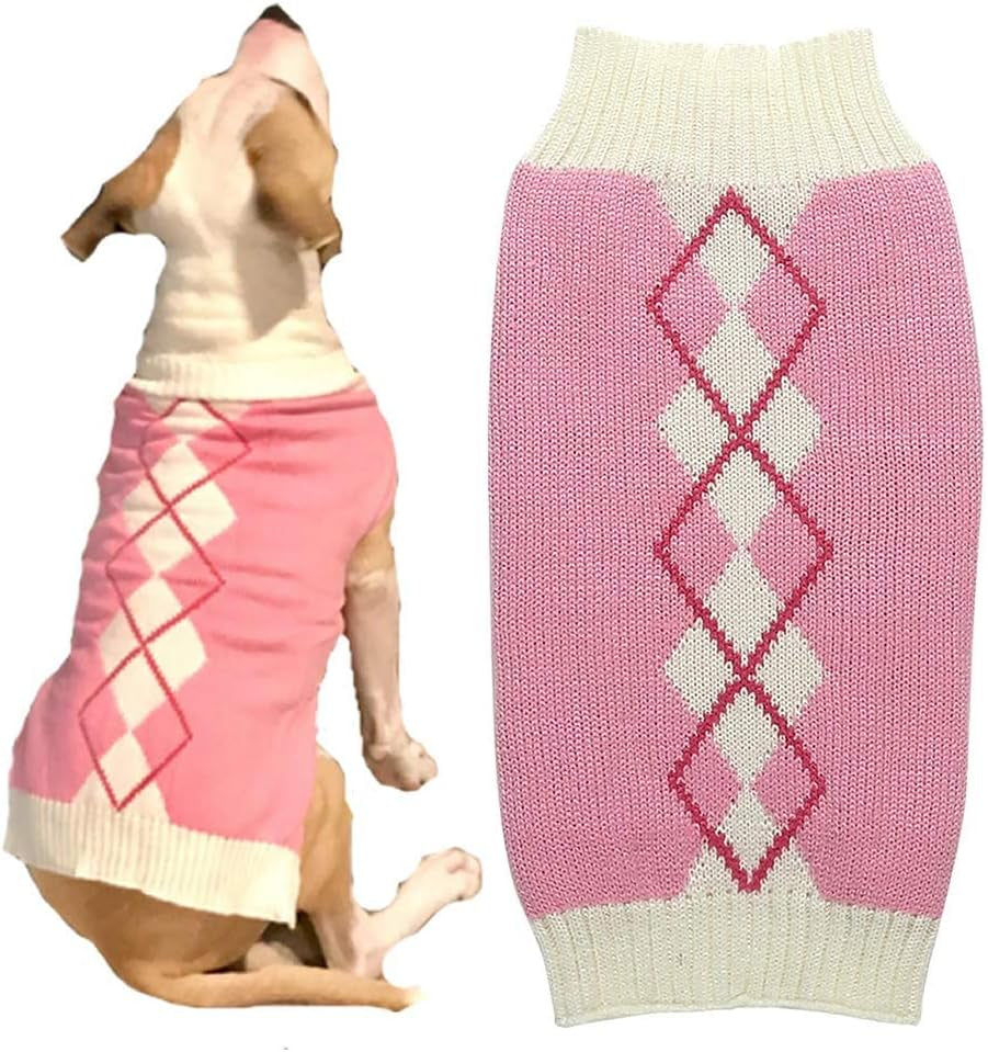 Argyle Knit Pet Sweaters Clothes for Small Dogs, Classic Purple X-Small (XS) Size Animals & Pet Supplies > Pet Supplies > Dog Supplies > Dog Apparel Alemon pink XL (Pack of 1) 