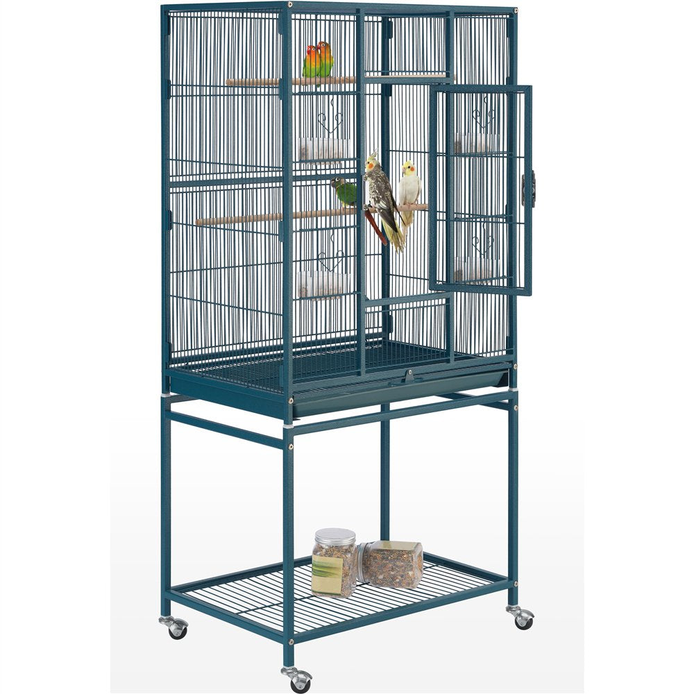 Topeakmart 54''H Large Rolling Metal Parrot Cage Bird Cage with Detachable Stand for Conures Parakeets Cockatiels, Navy Blue Animals & Pet Supplies > Pet Supplies > Bird Supplies > Bird Cages & Stands Topeakmart   