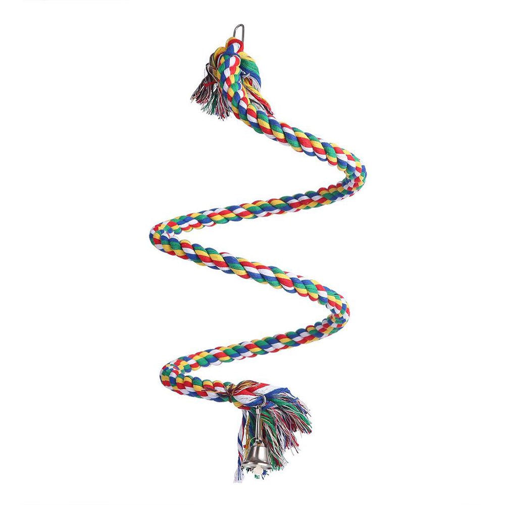 Parrot Rope Toy with Bell Braided Parrot Chew Rope Bird Cage Cockatiel Toy Pet Bird Training Accessories Pet Plaything Supplies Animals & Pet Supplies > Pet Supplies > Bird Supplies > Bird Cage Accessories FebMiss   